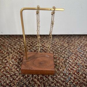 Gold tone dangle front back dainty earrings mini star lightweight chain